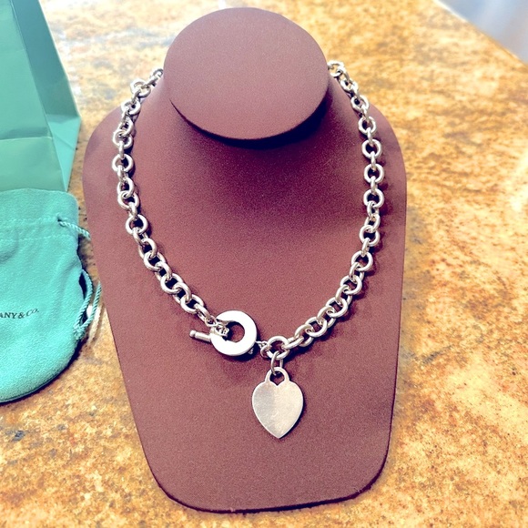 Tiffany & Co 925 Sterling Silver Heart Toggle Necklace - Picture 3 of 5